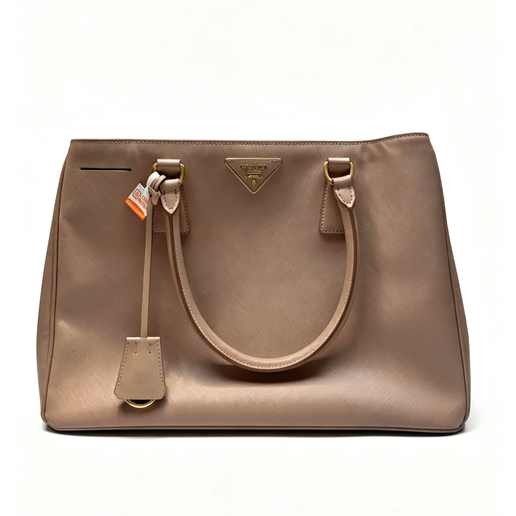 Pre-owned PRADA Saffiano Small Galleria Double Zip Tote Cammeo L0008
