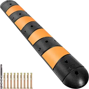Speed Bump 1 Pack, 3.3 Feet Heavy Duty 25,000 Lbs Capacity Speed Bump, Modular Speed Bump for Driveway Asphalt Concrete Gravel Road, 2 Channel Safety Speed Strip with End Caps
