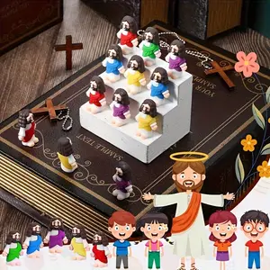 30Pcs Little Jesus Figures, Mini Jesus Figurines in bulk, Easter Jesus Love You Mini Rubber Toys to Hide and Seek Religious Party Favors Sunday School Baptism Gifts Easter Egg Stuffers party gift tiny jesus figure multicolor Rubber Religious Decoration