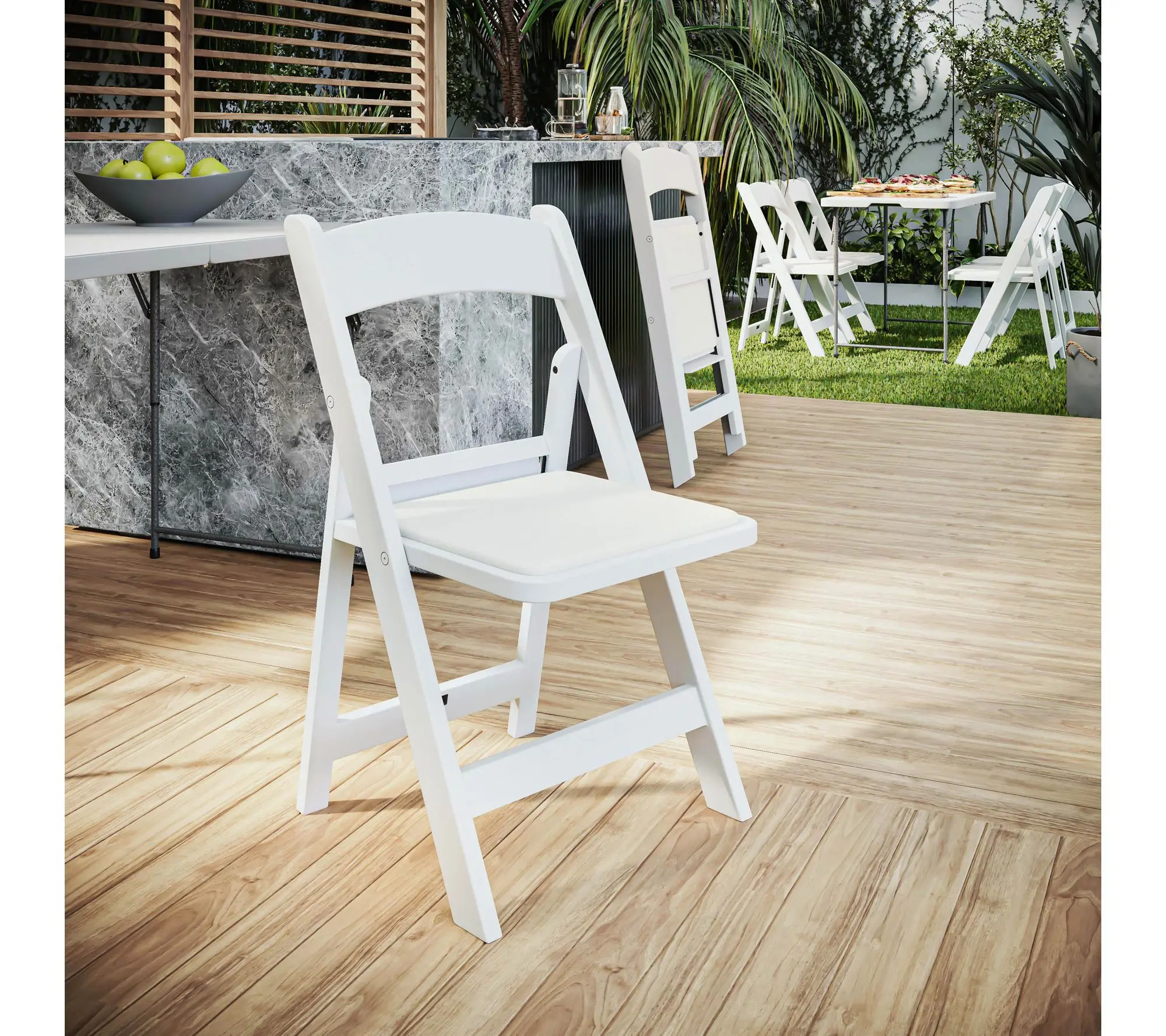 Techni Home 4-Pack White Resin Folding Chairs Techni Home 4-Pack White Resin Folding Chairs