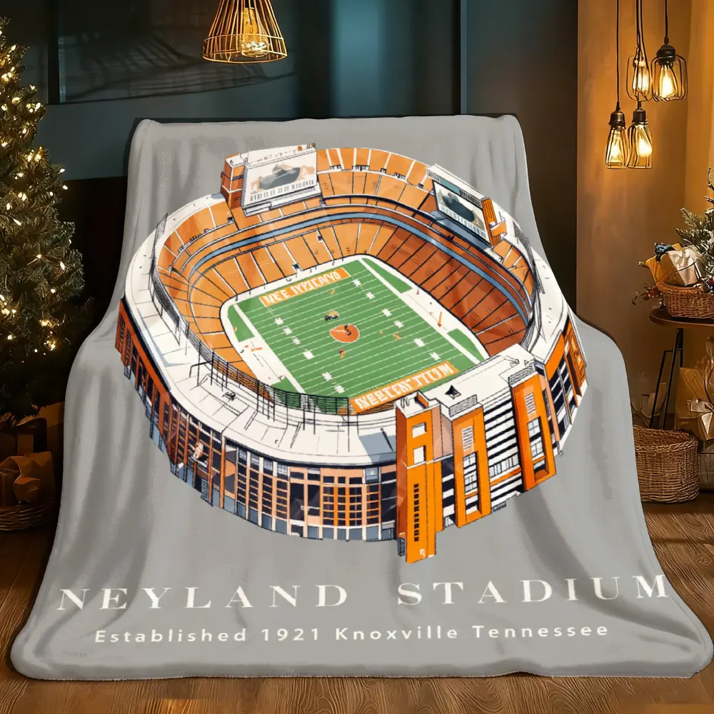Neyland Stadium Blanket, Tennessee Volunteers Football Stadium Throw Blanket, College Football Fan Fleece Blanket for Couch Sofa Bed, Game Day Decor, Sports Fan Gift, Football Lover Gift, Cozy Stadium Blanket for Home Dorm Room