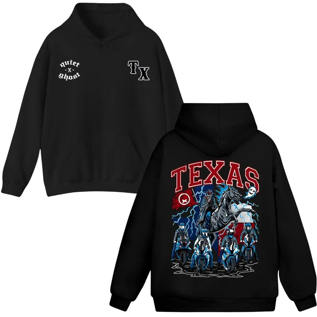 Texas Hoodie Quiet X Ghost, Texas Racing Hoodie, Unisex Hoodie, Gift For Him, Gift For Her Sweaters Tops Underwear Pullover