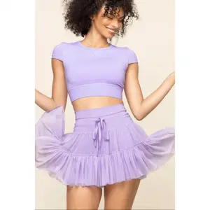 Pirouette Skort Women's Skirt Safety Shorts Anti-Exposure Spring and Summer New High-Waist Lace-Up Pleated Mini Skirt Hot Girl