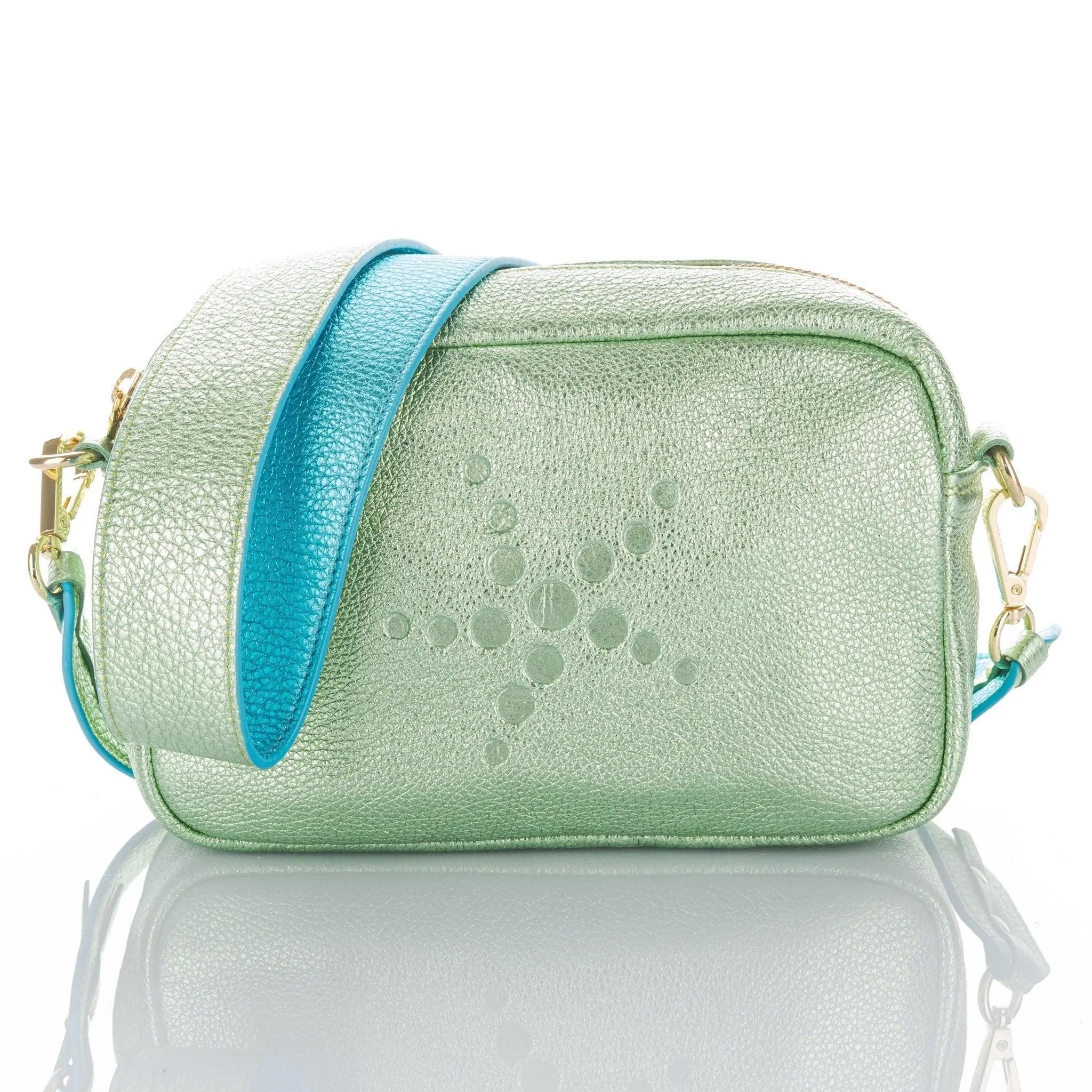 Gabriela - Leather Crossbody Bag - Bright Green Metallic