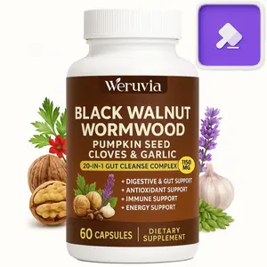 Johiear 20-in-1 Black Walnut Wormwood Clove Capsule Supplements, $1 AUCTIONS, Natural Gut Detox Dietary Supplement, Digestive Wellness Support, Pumpkin Seed, Berberine, 10:1 Ultra-Concentrated Liposomal Tech 98% Absorption, Vegan 60 CT