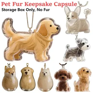 Dog Fur Keepsake Capsule for Pet Hair Memorial Charm Keychain Pendant Transparent Dog Hair Collector Keychain Storage Box Gifts