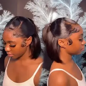 [Summervibes] Alipearl Hair Half Up Half Down 13x4 Lace Frontal Human Hair Pre Styled Glueless Ponytail Wig Pre Bleached Pre Cut Braided Bob Wig Beginner Friendly