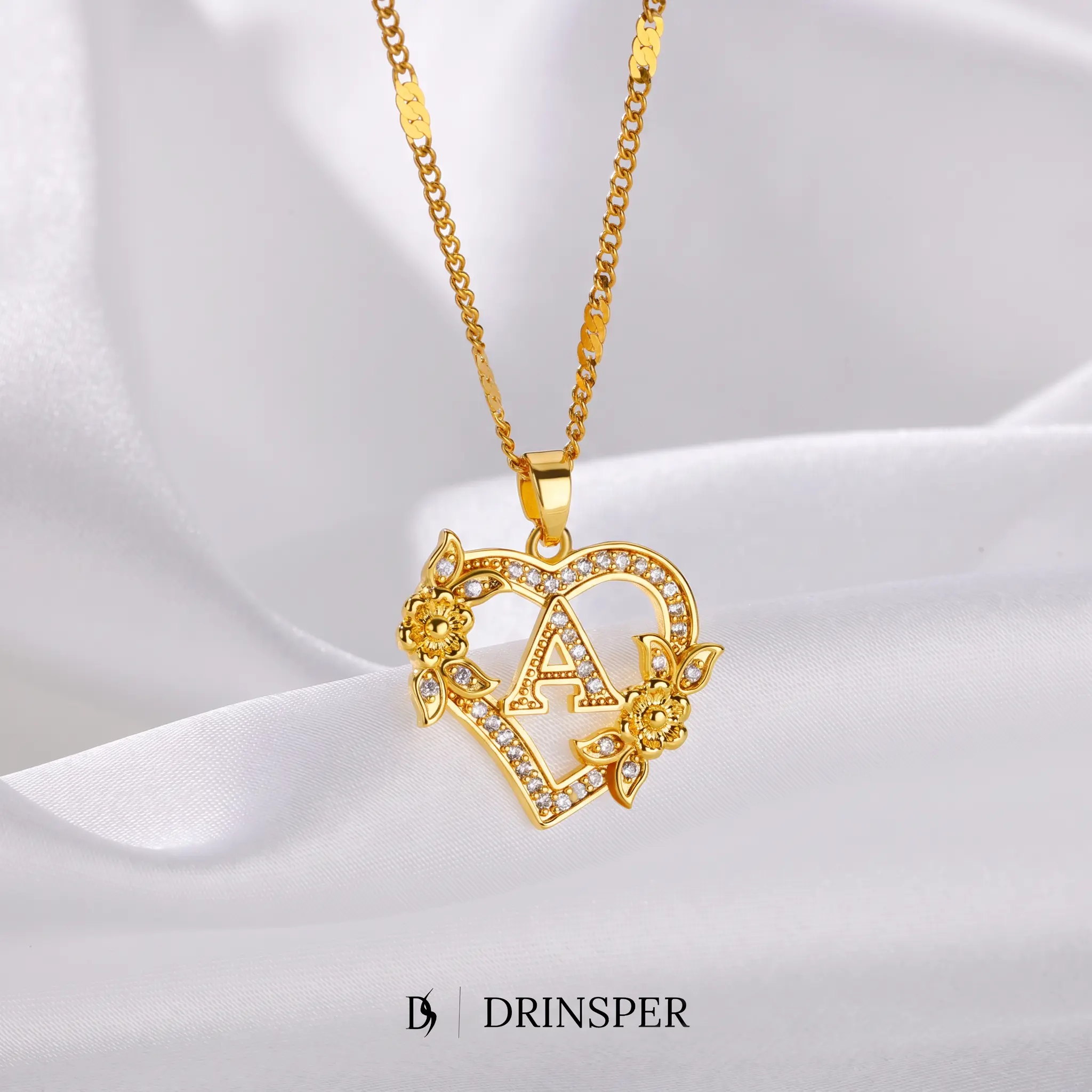 New Fashion Letter Detail Heart Shaped Pendant Necklace, Love Necklace for Women for Summer, Rhinestone & Flower Decor Stainless Steel Matching Necklace Jewelry, Girl's Temperament Cloths Accessory for Daily Wear