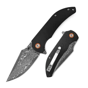 KLAKEN J337 RAVENOR, Damascus Steel EDC Pocket Outdoor Camping Folding Knife With Carbon Fiber Handle Survival Equipment Survival Gear