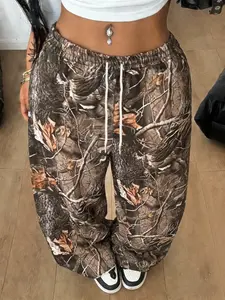 Camouflage loose pants! Realistic tree-pattern print, ultra-soft and lightweight fabric, high-waist drawstring design, Adjustable. Perfect for Y2K street style and comfortable everyday wear
