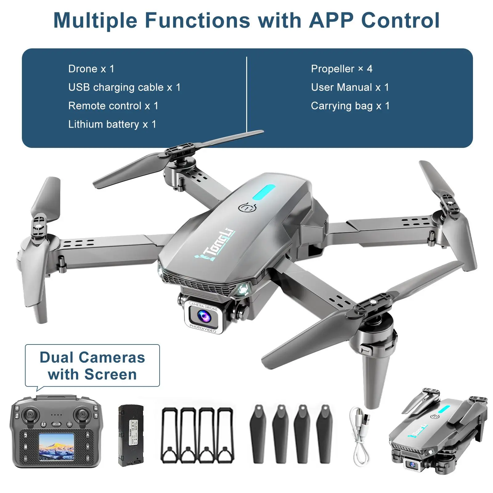 [With Screen] DR1916Rl [Dual Camera] - 1 Battery