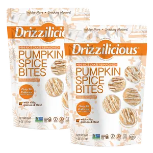 LIMITED EDITION Drizzilicious Pumpkin Spice Mini Rice Cakes - Vegan, Gluten-Free, Crunchy & Healthy Snack, 90 Calories per Serving, 4 oz (Pack of 2)