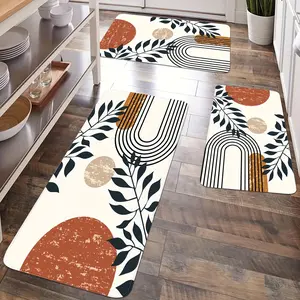 1pc Home Anti-slip Floor Mat Home Floor Mat Foot Mat Versatile Wood Grain Kitchen Rug Bathroom Floor Mat Abstract Leaf Multiple Rugs For Living Room  Rugs for Bedroom