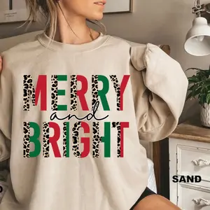 Merry and Bright 11” DTF Direct to Film Transfer - Ready to Ship Clothing Womenswear