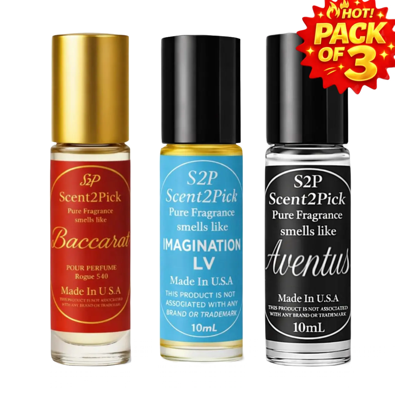 Scent2Pick 3-Pack Signature Roll-On Scent Oils – Long Lasting Alcohol-Free (10ml Each) Aromatic Citrus Woody Aromatic Citrusy Fragrance