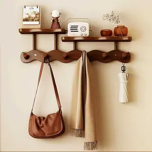 Wavy Wall-Mounted Hanging Rack, No-Punch Installation Entrance Bedroom Clothes Holder, Creative Hook for Behind Door, Kitchen & Bedroom Decoration Graduation Gift