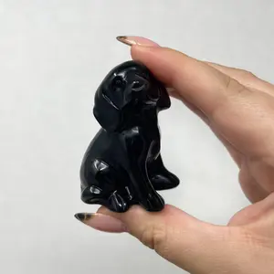 Obsidian Dog Carving