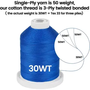 - 17 Options - 100% Mercerized Cotton Threads 50S/3 Each Spool for Quilting, Serger, Sewing and Embroidery