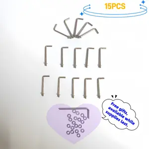 15pcs L-Shape Screws for Hooks, Clothes Hanger Bolts, Furniture Connectors, Bedroom or Living Room Use, Threaded Part for Screw-In, Curved Part for Hanging