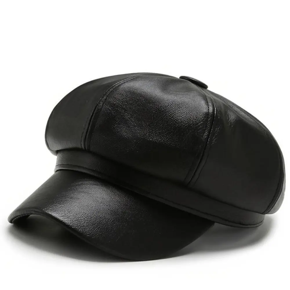 Black Unisex Newsboy Cap - Breathable Material Wool Octagonal Beret with Artistic Painter Vibe - Trendy Fall-Winter Fashion Accessory - Ideal for Daily Commutes, Art Work