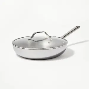 12" Stainless Steel Frypan with Cover Silver - Figmint