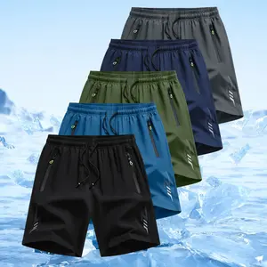 5pcs Men'S Fashion Sports Casual Shorts - Breathable, Quick-Dry, Zipper Pockets, Elastic Drawstring, Ideal for Outdoor Activities, Beach, and Casual Attire, Casual Wear|Breathable Fabric|Washabl