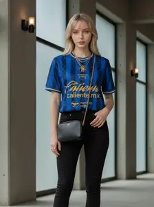 Chivas de Guadalajara 2025-2026 3rd Away Soccer Jersey Mexico LIGA MX Fans Version Short Sleeve Quick-Dry Football Jersey Blue Quick-Dry