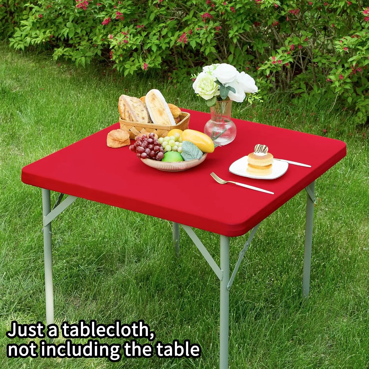 1pc Square Half-Size Tablecloth, Polyester Stretch Fit Washable Table Cover Protector, Ideal for Indoor Outdoor Patio Garden Picnic Camping Party Wedding Birthday