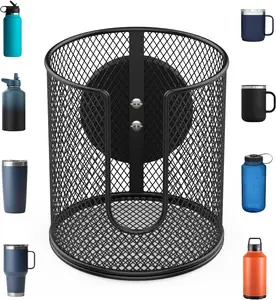 Magnetic Cup Holder, Fully Covered Anti-Fall Magnetic Drink Holder, Cup Caddy, N38 Super Magnet Cup Holder for Tractor Mower School Bus on Ferrous Metal Surface, 3.54" Inner Diameter(1 Pack Black)