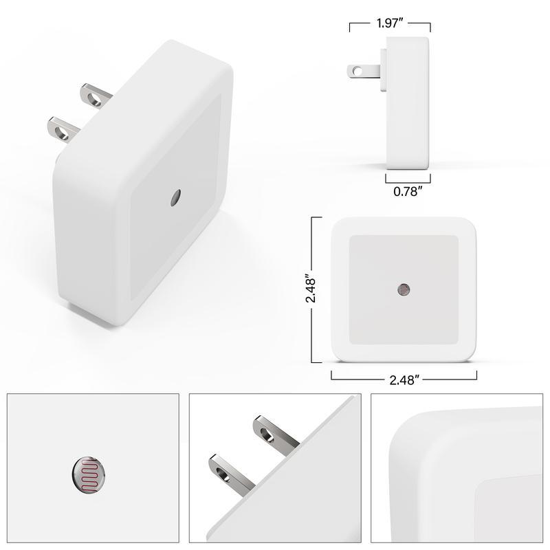 6 Pack Plug-in Night Light with Smart Sensor - Auto On/Off Warm White for Bedroom & Bathroom 6 Pack Plug-in Night Light with Smart Sensor - Auto On/Off Warm White for Bedroom & Bathroom