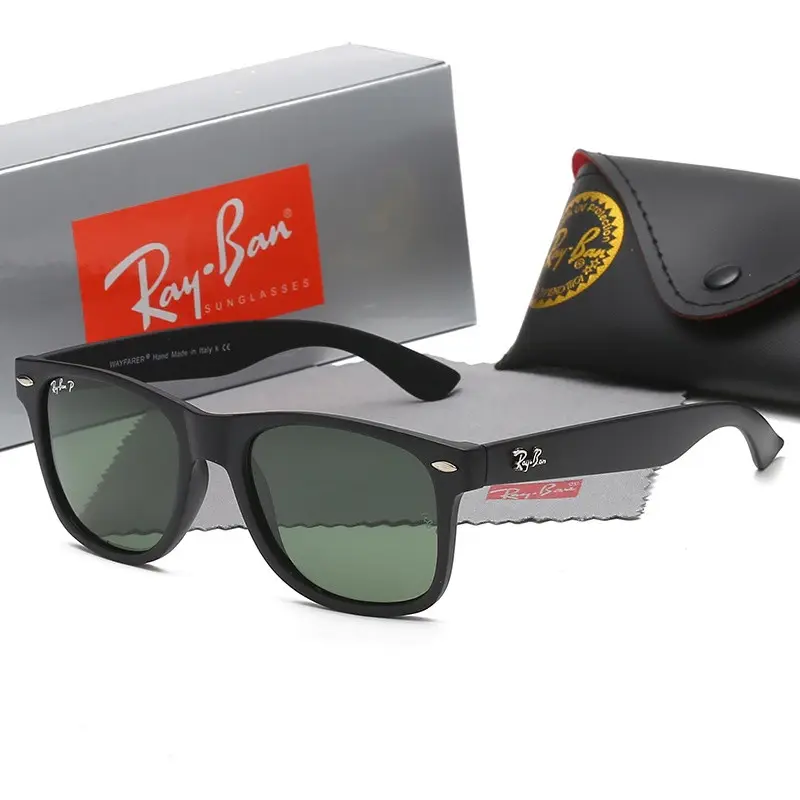 Ray-Ban Black Polarized Sunglasses – Glossy Frame with UV400 Lens Protection for Men & Women