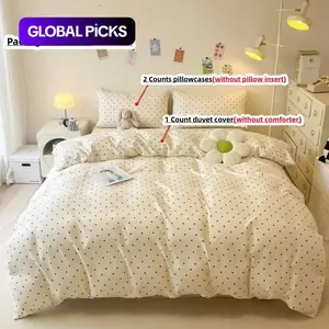 Polka Dot Pattern Bedding Set, 3-Count Set Including Duvet Cover and Pillowcase without Filler, Soft Comfortable Decorative Bedding Set for Home Bedroom #GLOBAL PICKS