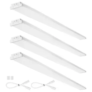 【Summervibes】VEVOR 8FT LED Wraparound Light, 110W 10,000LM, Flush Mount LED Shop Light, 4 Pack 6500K Daylight LED Kitchen Ceiling Lighting Fixtures, for Garage Office Laundry Fluorescent Tube Replacement, FCC