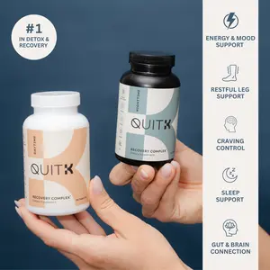 QuitK - 30 Day Supply - Detox & Recovery - Day & Night Complex for Cravings, Mood, Energy, Detox & Sleep Support