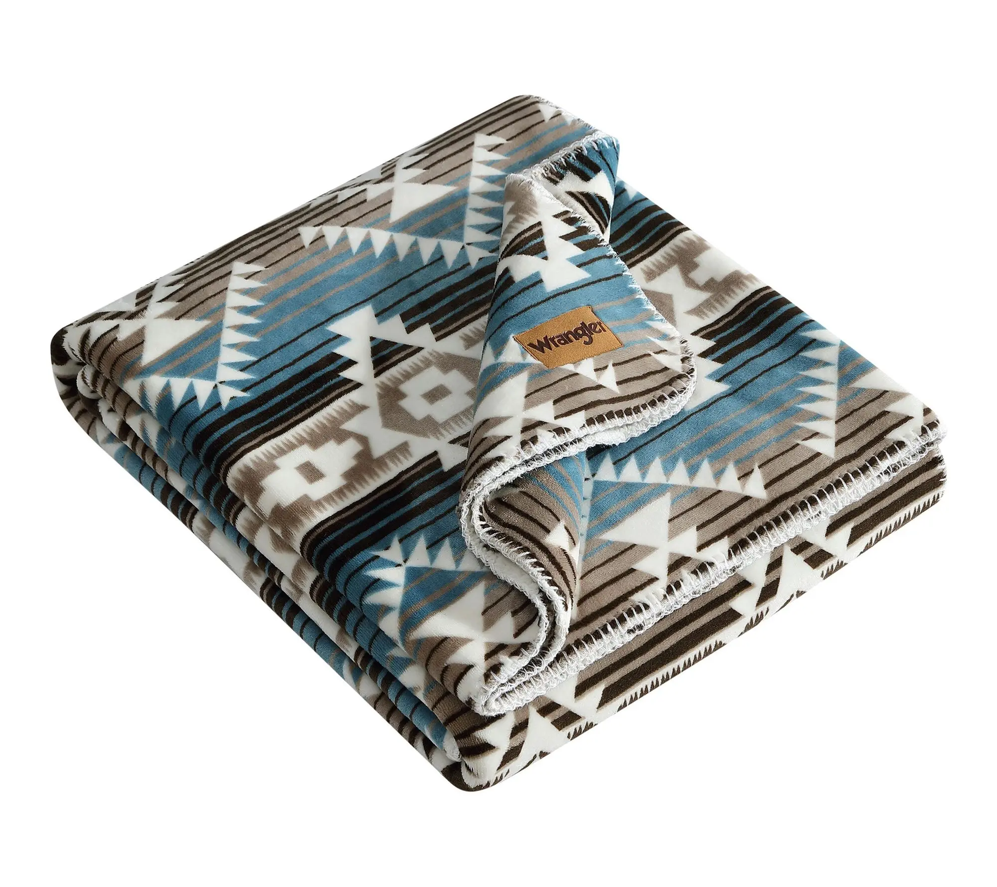 Wrangler Jericho Teal/Brown Coco Flannel 60"X70" Throw