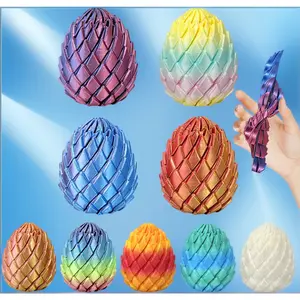 3D Printed Twisty Fidget Dragon Egg ,3D Printed Sensory Rotating Fidget Toy,Home Office Desktop Decor,Easter Basket Stuffers Gifts,Random Color(4)