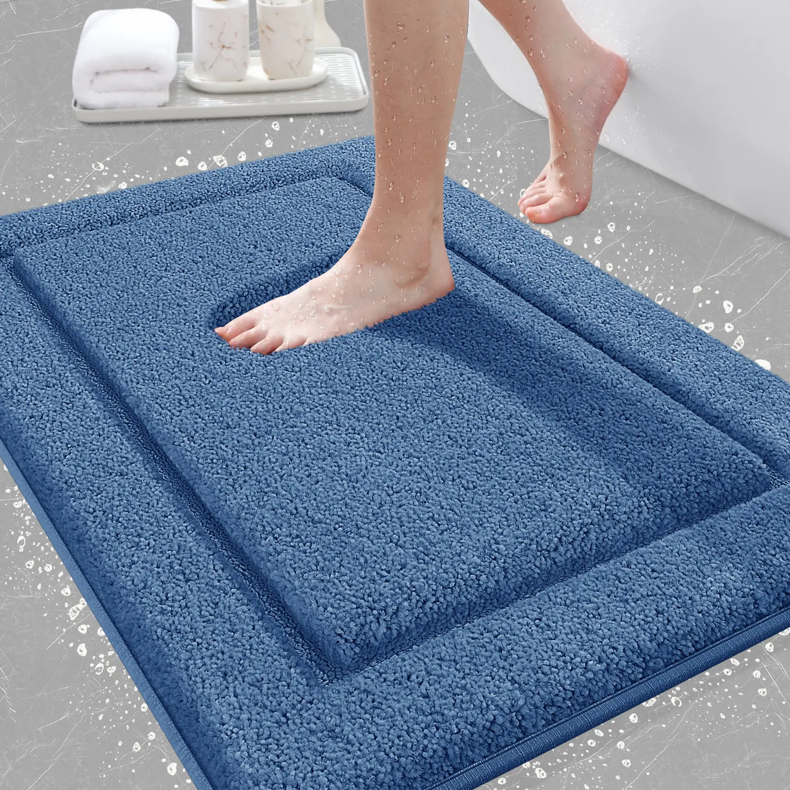 IM HOME Modern Shaggy Bath Rugs - Rectangle Fluffy Microfiber Rugs, Ultra-Soft Thick Plush, Absorbent, Non-Slip Rubber Backing, Machine Washable (Cold Wash), Durable, Fade Resistant, Decorative Indoor Mats for Bathroom Floor, Tub