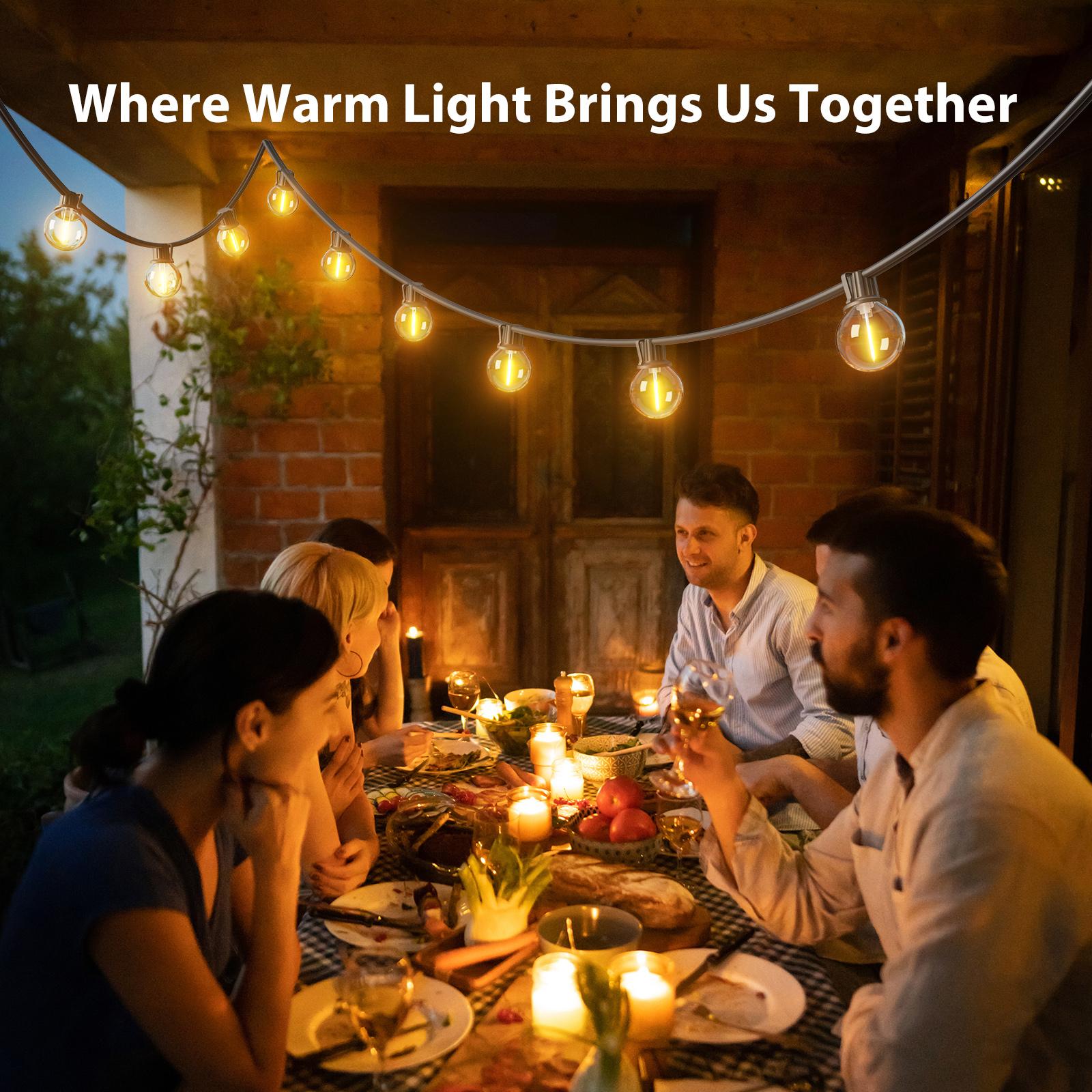 200ft/150ft/100ft/50ft/27ft IP65 Waterproof LED Outdoor String Lights - ETL Listed, Shatterproof ST38 Bulbs, Dimmable & Connectable, Warm White for Garden, Porch, Patio, Balcony, Backyard, Bistro, Party & Holiday Gift
