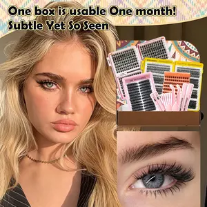 Mixed Length Individual False Eyelashes Kit, DIY Eyelash Extensions, Natural-Looking Eyelash Extensions with Accessories, Self-Grafting Curling Lashes for Women, Cosmetic Makeup Products