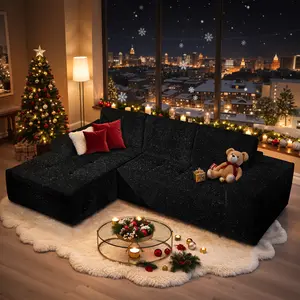 [2-Package Shipping] POUUIN 115" Oversized Convertible Sleeper Sofa, Galaxy Stardust Shimmer Plush Modular L-Shape Chaise Cloud Sectional, Upholstered Loveseat Sofa Bed for Bedroom, Furniture Living Room, Living Room Decor