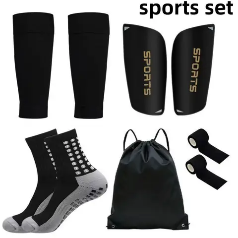 5-piece outdoor soccer gear set: sports socks, Soccer Grip Socks, shin guards, leg pads, bandages, drawstring bag. Suitable for everyday sports training, basketball, soccer, and various other activities. Football Kit