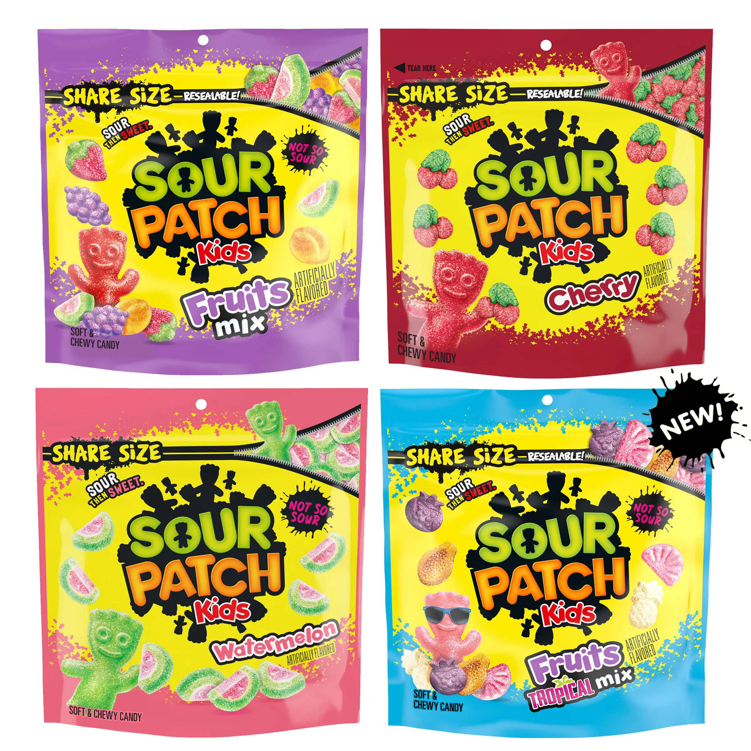 SOUR PATCH KIDS Fruits Variety Pack | Assorted Fruits Mix, Cherry, Watermelon, & Tropical Fruits Mix