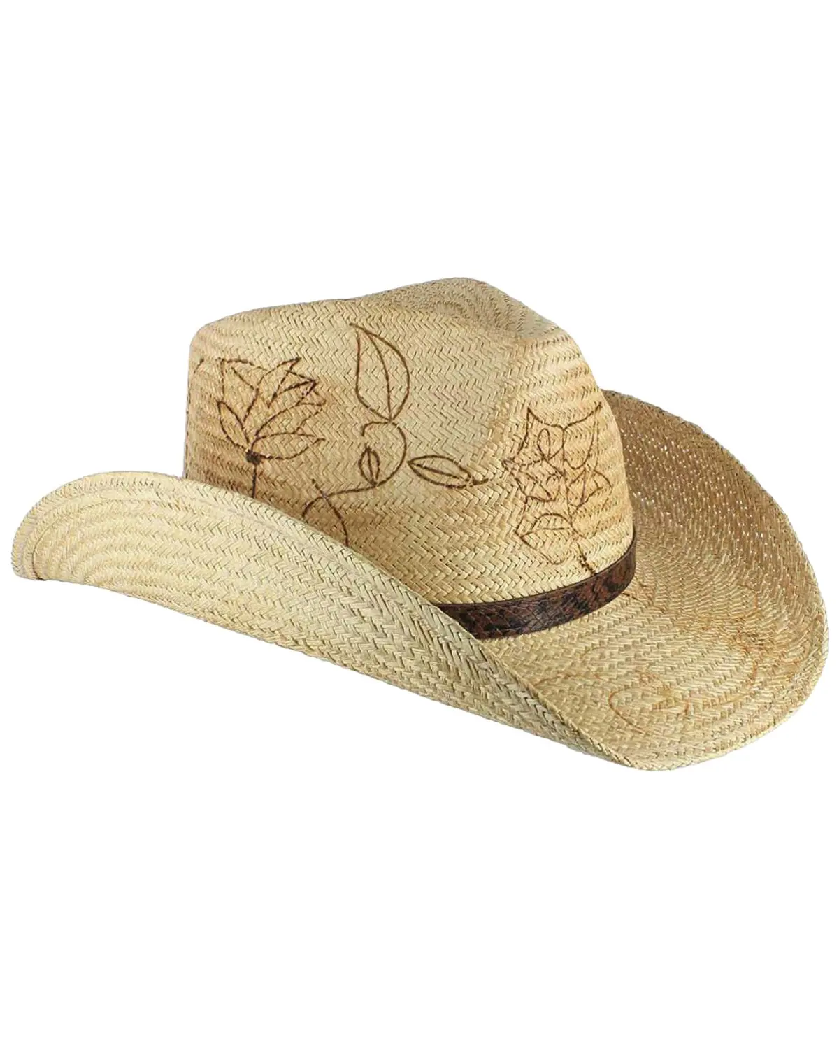 Shyanne Women's Women'S Floral Branded Straw Cowboy Hat - Bbd2041-Brn