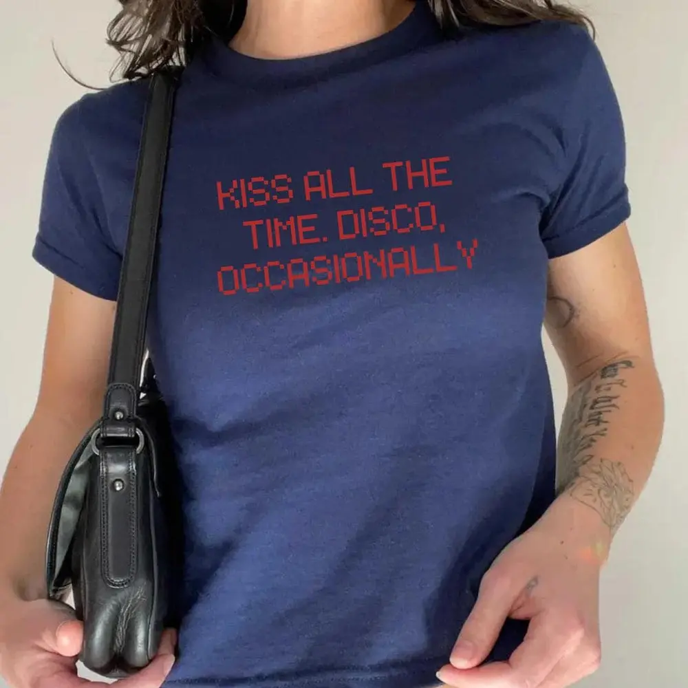 Kiss All The Time. Disco, Sometimes. Kids Heavy Cotton Tee, Y2K aesthetic graphic shirt, unisex classic fit, back-to-school gift, trending outfit