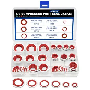 A/C O-Ring Assortment Kit, Air Conditioning System Compressor Port Gasket Repairs Automotive Self-Centered Washer, Replace A/C Compressor Bonded Seal Washer