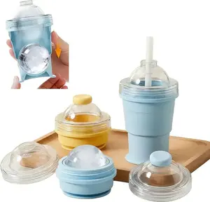 Portable Foldable Ice Hockey Tumbler, Reusable with Attached Straw, Lightweight Heat-Resistant Easy-Clean Collapsible Drinkware for Hiking, Camping