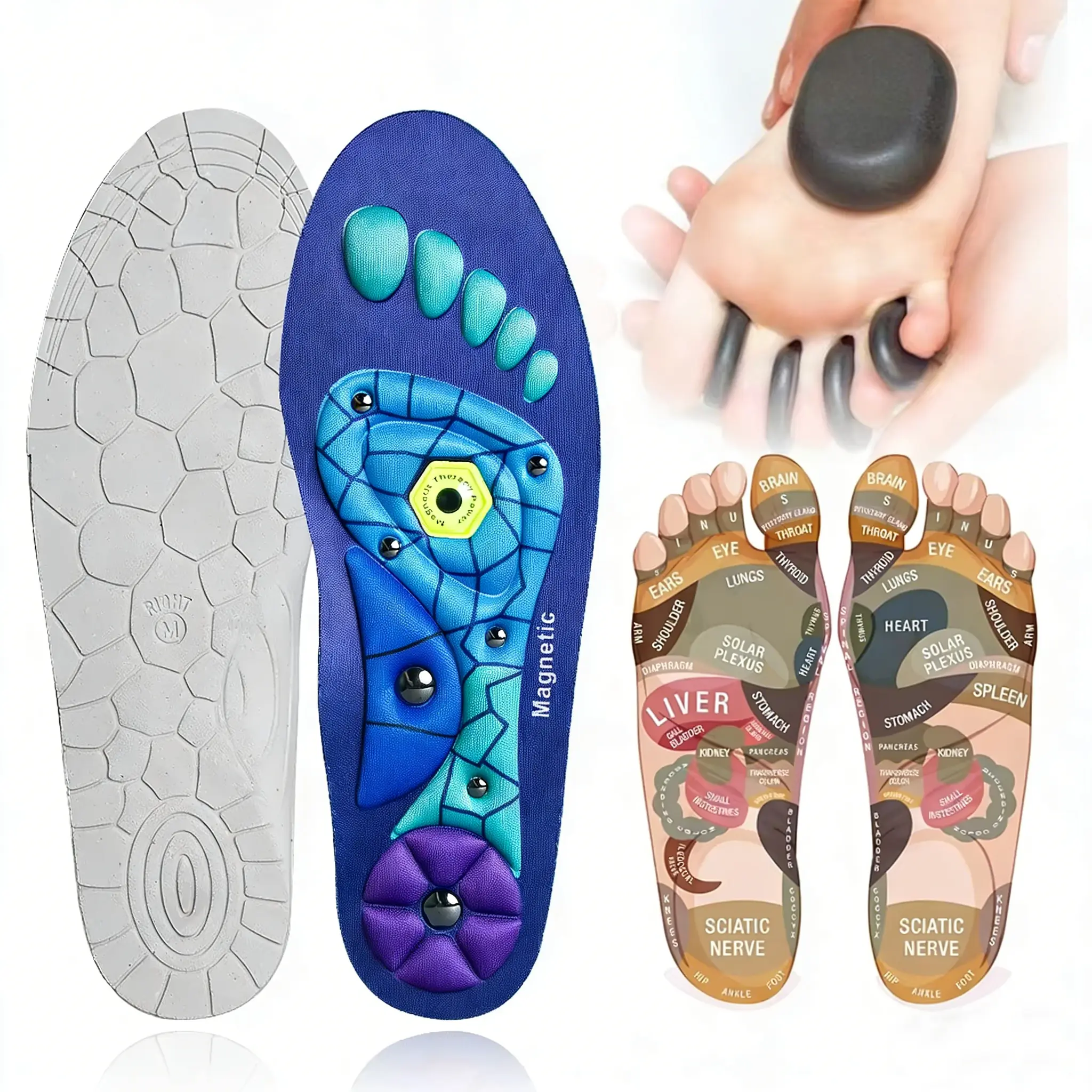 Insoles for Foot Pain Relief, 220+ lbs Support for Plantar Fasciitis, High Arches, Flat Feet, Shock Absorbing, Arch Support, Anxiety & Migraine Relief, Reduces Fatigue for Work & Running, Comfort for Men & Women, Helps with Neuropathy & Swelling summervib