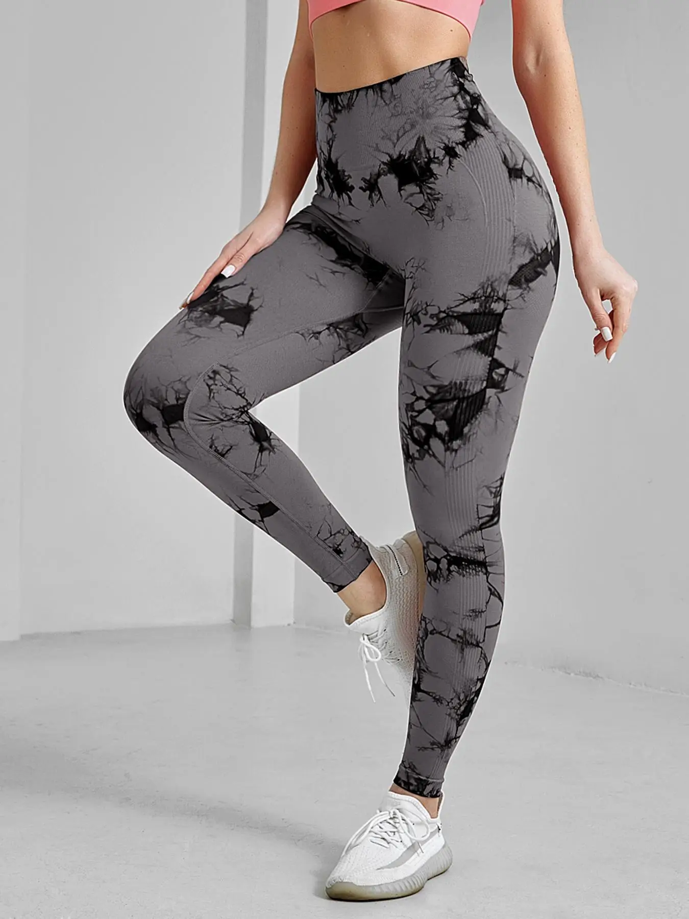 Sporty Women's Tie Dye Print High Waist Sports Leggings, Casual Comfy Breathable High Stretch Wide Waistband Skinny Pants for Yoga Gym Workout Running