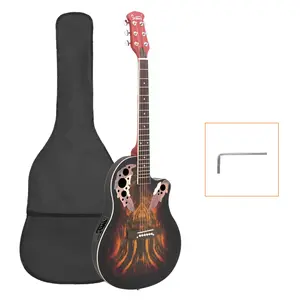 41-in Full-Size Cutaway Acoustic-Electric Guitar - Spruce Top, Round Back, Grape Voice Hole, Sunset Color, Wrench Tool, Guitar Cover - Stylish Affordable Beginner Kit for Adults, Ideal Musical Gift