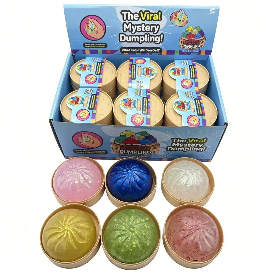 Glitter Dumpling Squishies with Box, Unisex Soft Tactile Stress Relief Squeeze Toy, Phone Strap Charm Decompression Dough